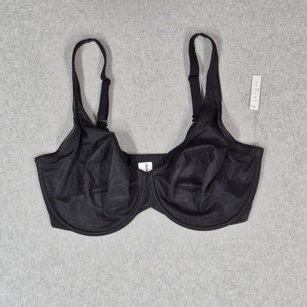 Reveal Women Bra 38H Black Unlined Underwired Strap Adjustable NWT